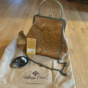 Patricia Nash Leather Novella Frame Bag with Extra Strap, Biscuit Tooled
